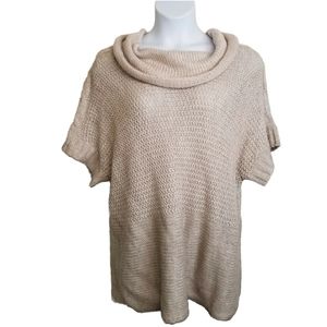 Soft Surroundings Womens 3X Wool Alpaca Short Sleeve Cowl Neck Shimmer Sweater